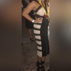 Nasty Gal Black and Cream Bodycon Dress